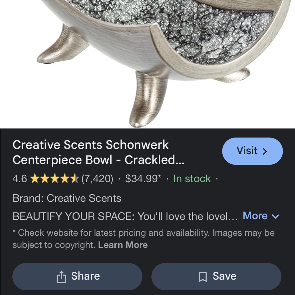 Creative Scents Schonwork centerpiece crackled bowl. Beautiful! - Picture 6 of 6